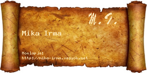 Mika Irma névjegykártya